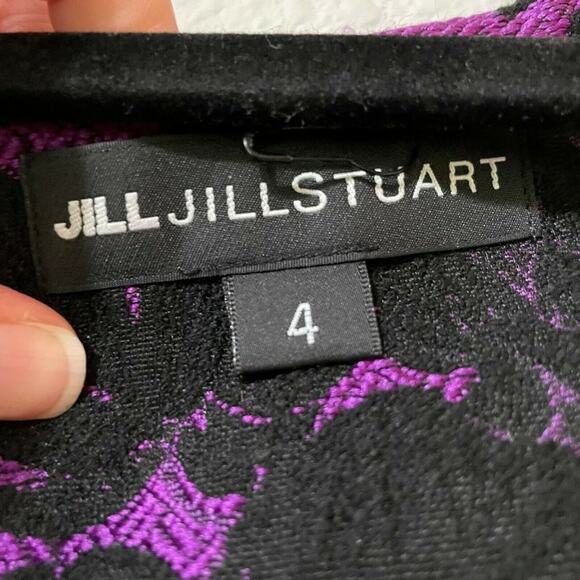Jill Stuart Purple Floral Jacquard A Line Dress Womens 4 Sleeveless Mini Formal - Picture 6 of 8